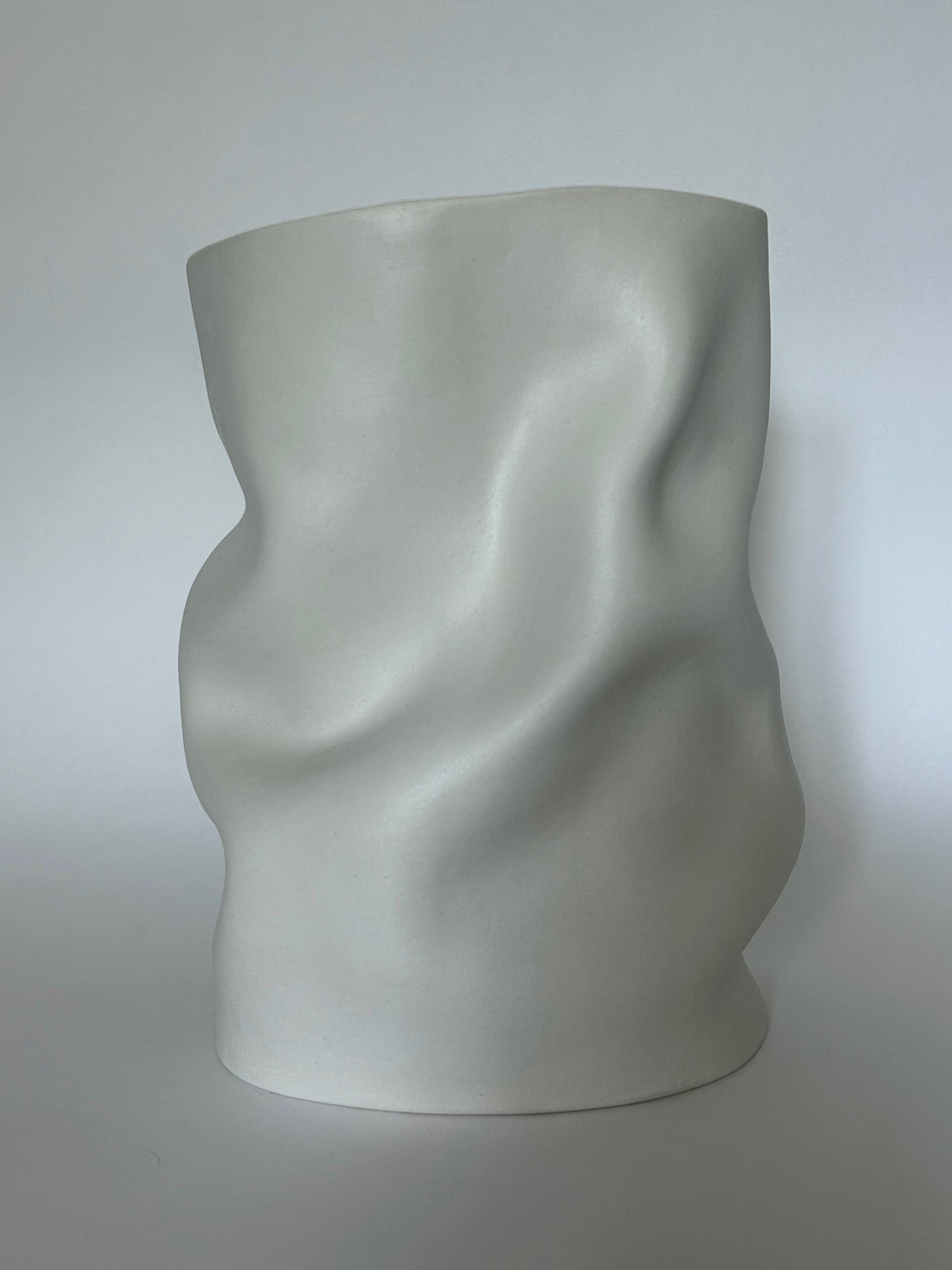 Wavy ultra white porcelain Vase