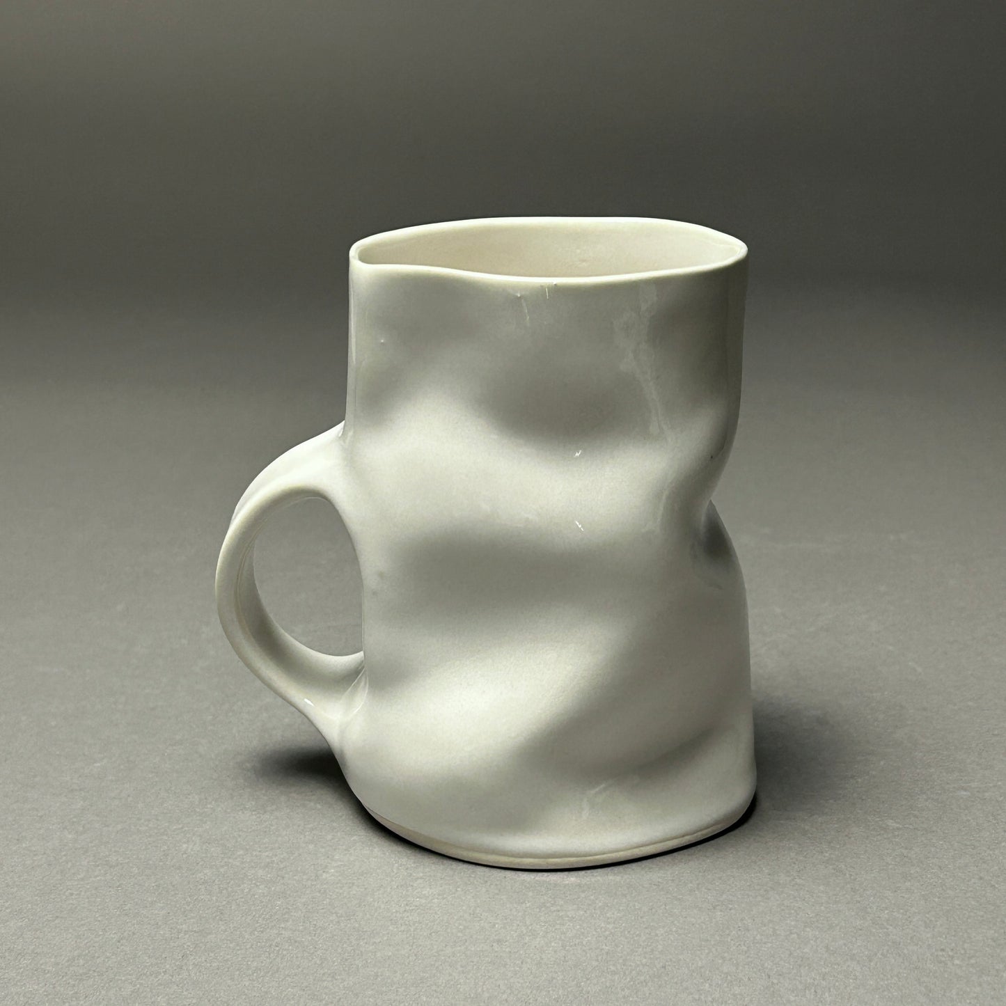 Wavy white porcelain mug, large #24