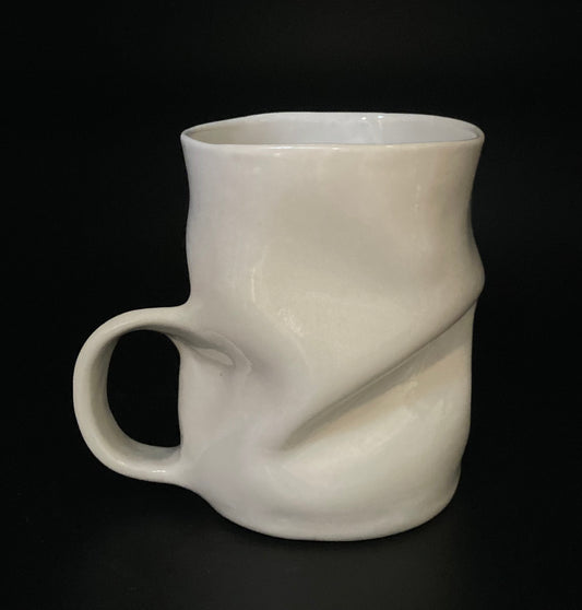 Wavy white porcelain mug 007, Small