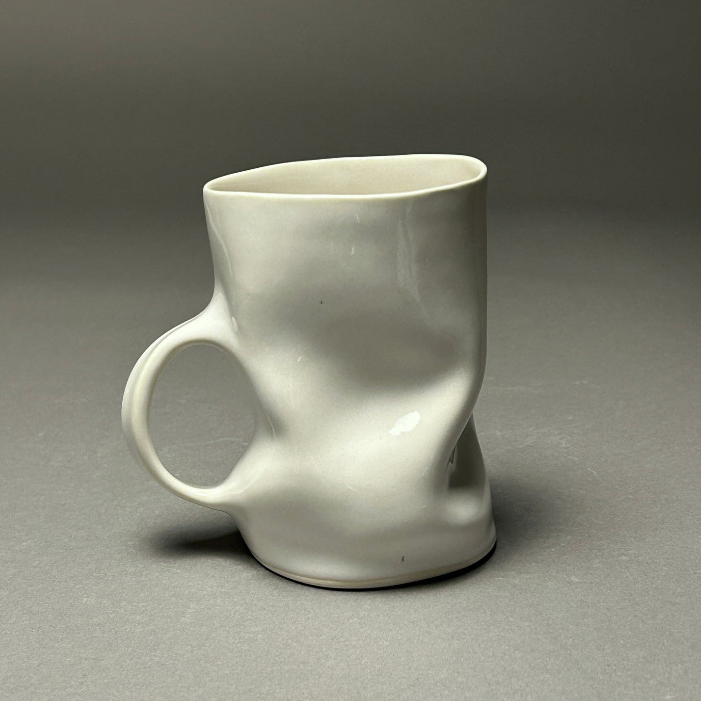 Wavy white porcelain mug, large #22