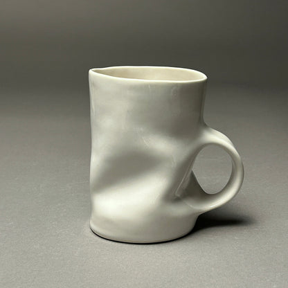 Wavy white porcelain mug, large #22