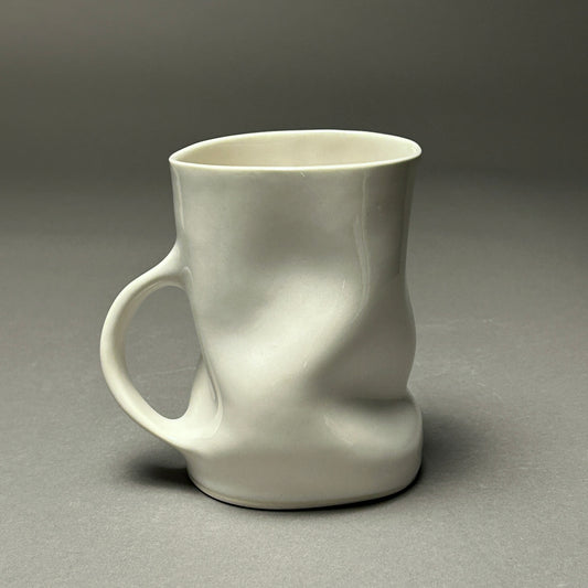 Wavy white porcelain mug, large #23