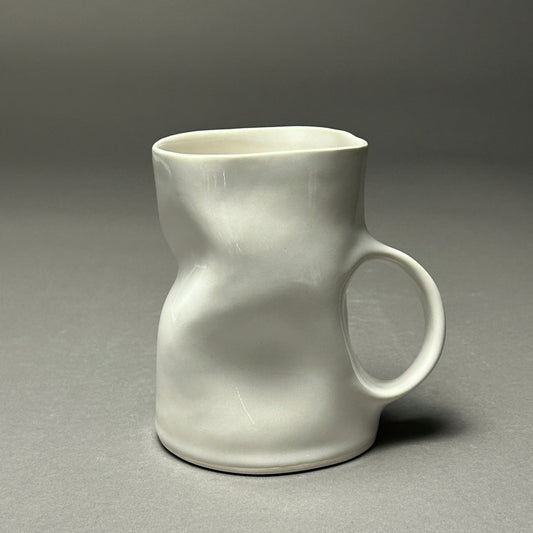 Wavy white porcelain mug, large #24